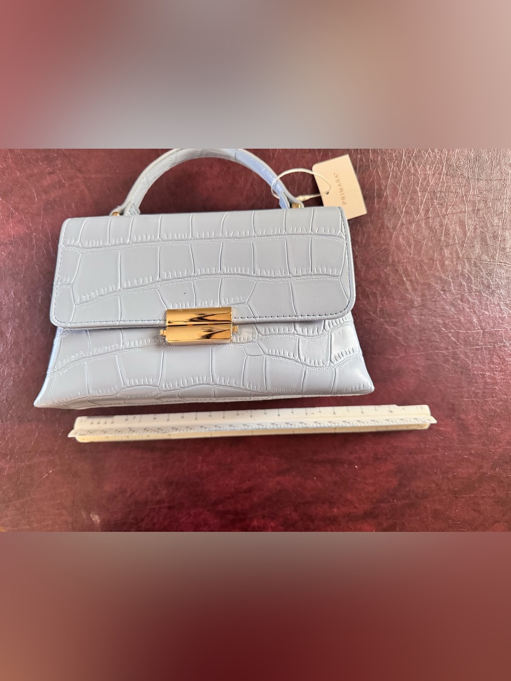 Primark Mini Top Handle Bag in Pale Blue with Gold Hardware - Picture 3 of 6
